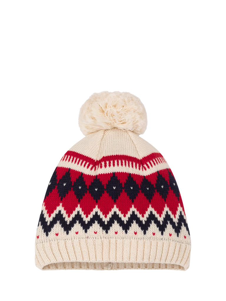 Petit Bateau Baby Wool Blend Bobble Hat, Avalanche/Multi