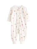 Lindex Baby Bear Print Sleepsuit, Dusty White