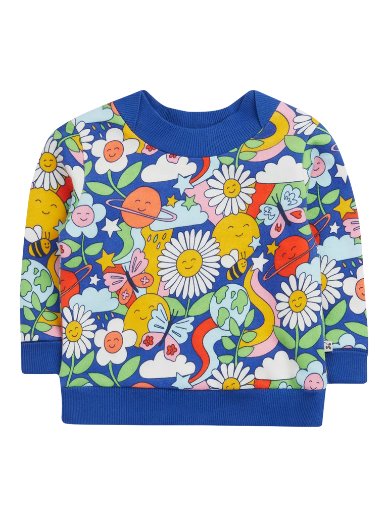 Frugi Baby Easy On Print Organic Cotton Jumper, Retro Happy