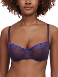 Chantelle Spice Animal and Floral Embroidered Half Cup Bra, Midnight Blue