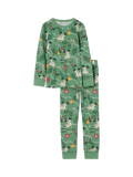 Polarn O. Pyret Kids' Reindeer Print Pyjama Set, Green