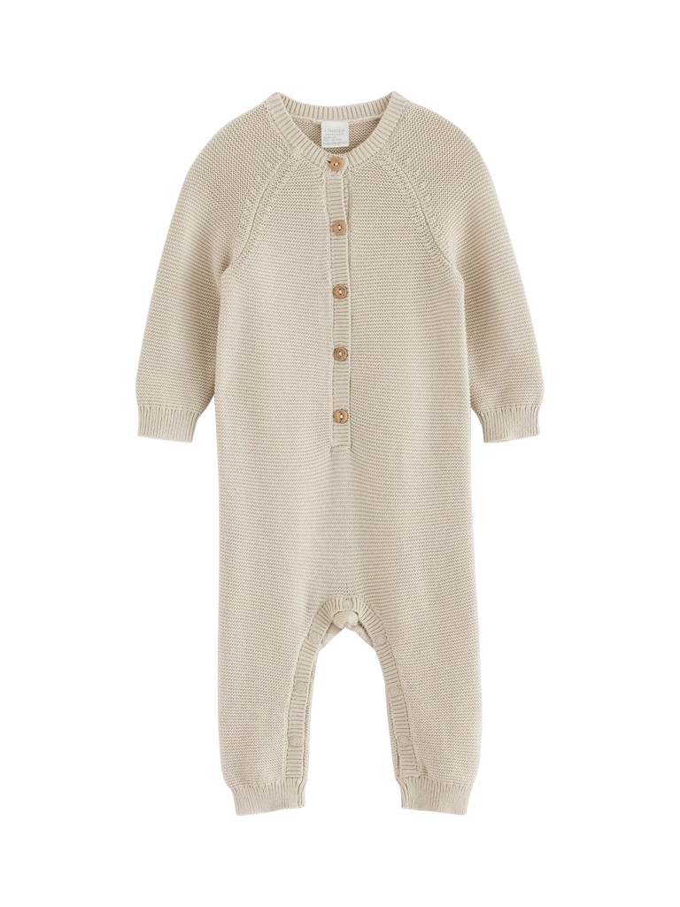 Lindex Baby Organic Cotton Knit Onesie, Light Beige