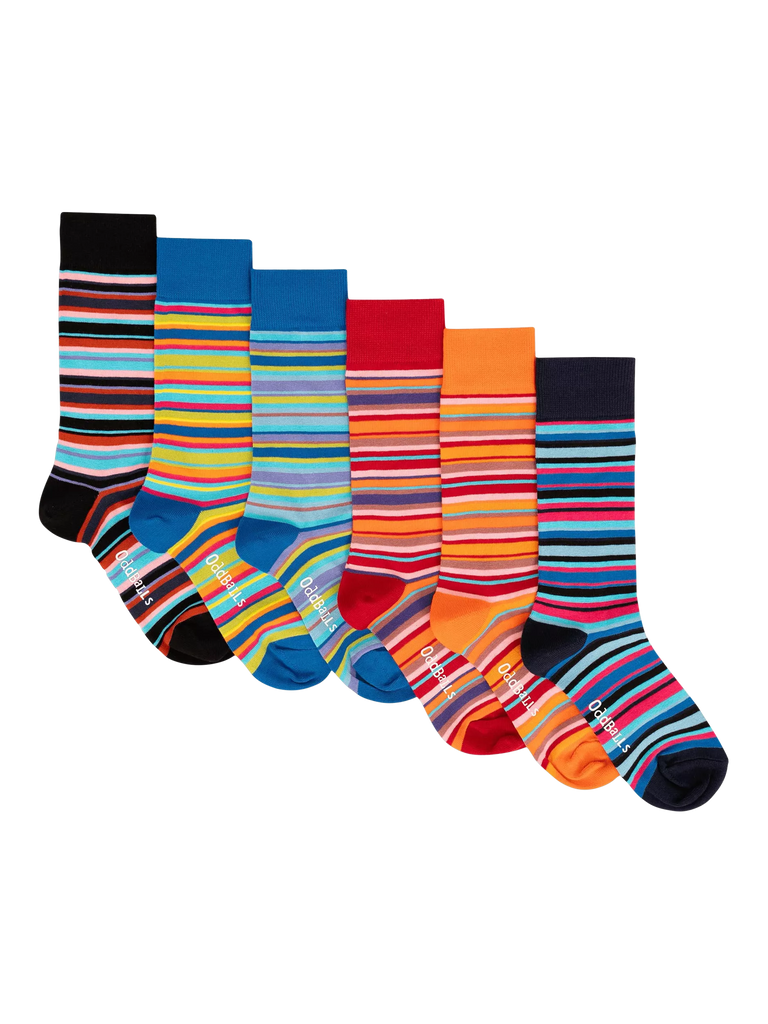 OddBalls Lines Socks, Pack of 6, Patterned