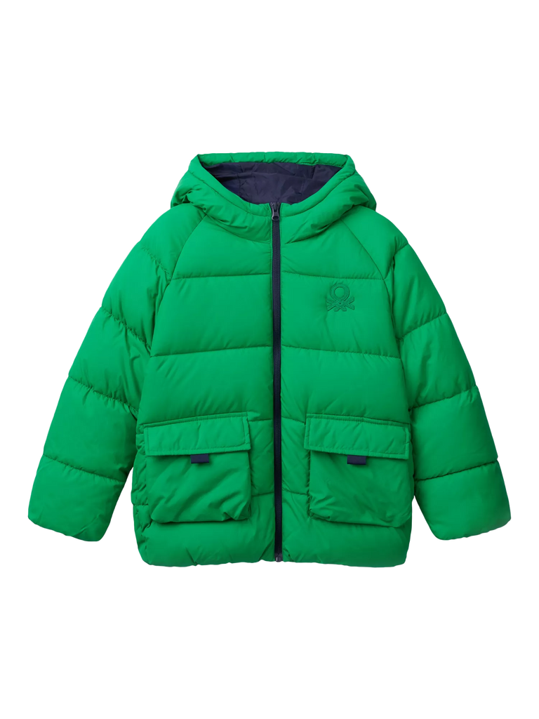 Benetton Kids' Faux Down Puffer Jacket, Intense Green