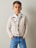 Reiss Kids' Fleet Cable Knit Cardigan