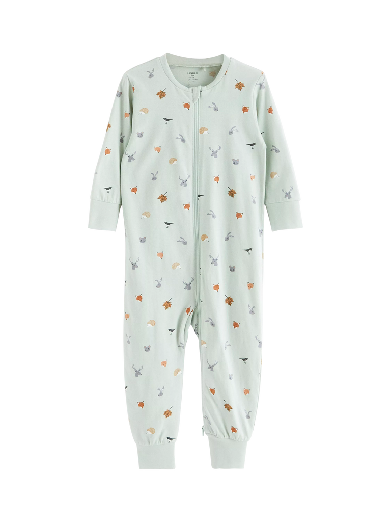 Lindex Baby Fox Sleepsuit, Light Aqua