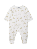 Trotters Baby Giraffe Organic Cotton Sleepsuit, White/Multi