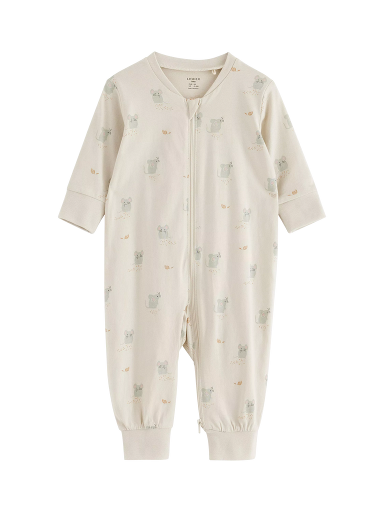 Lindex Baby Mouse Sleepsuit, Light Beige