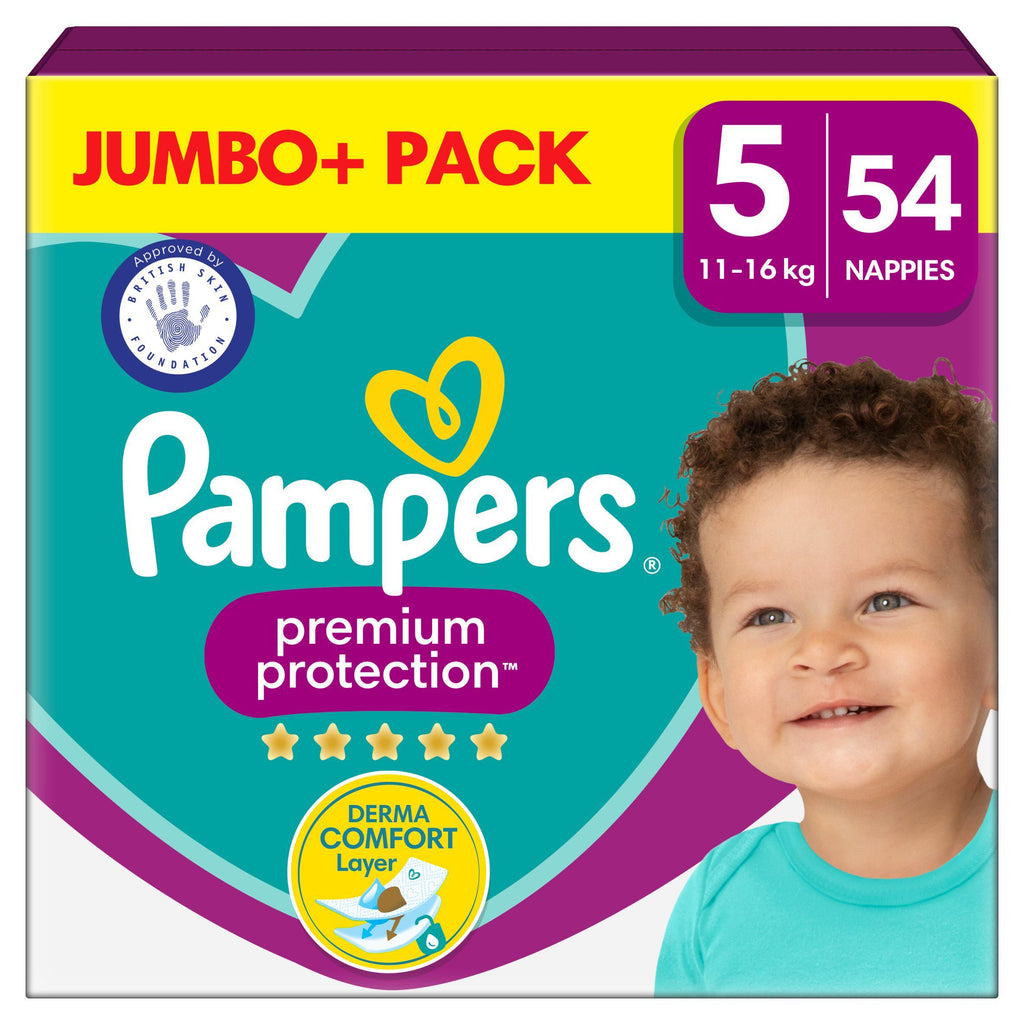 Pampers Premium Protection Jumbo+ Pack Nappies Size 5, 11kg-16kg x54