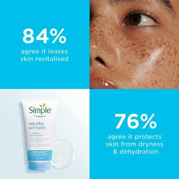 Simple Water Boost Micellar Facial Gel Facial Wash Cleanser GOODS Superdrug   