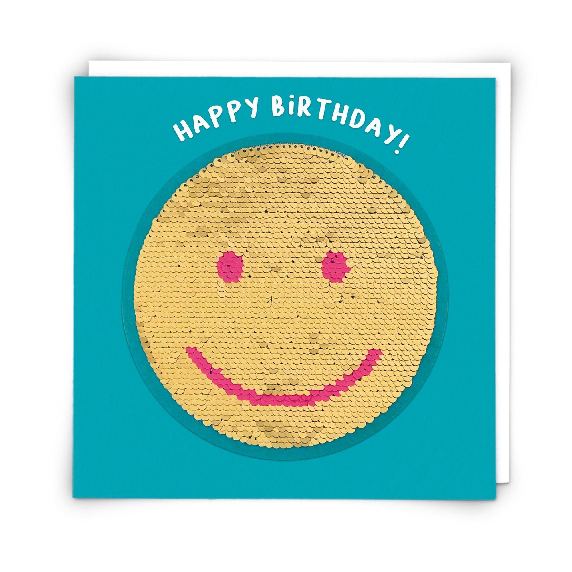 Redback Cards Happy Birthday Greeting Card with Smiley Seqin Face GOODS Sainsburys   