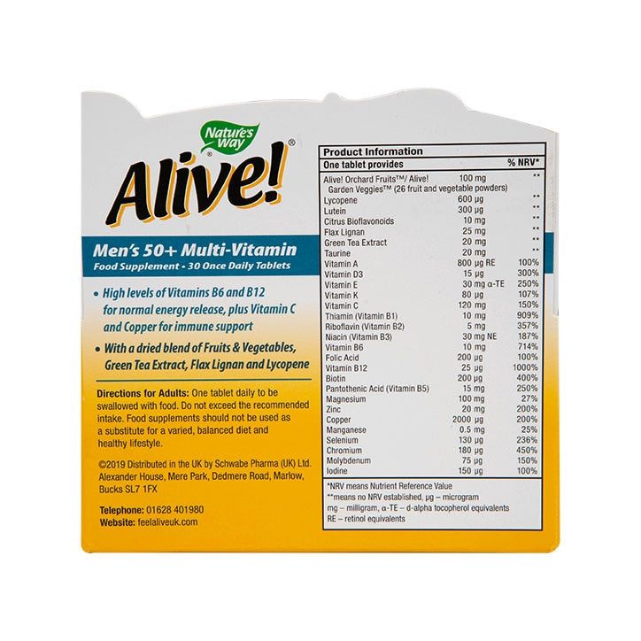 Nature's Way Alive! Men's 50+ Multi-Vitamin 30 Tablets GOODS Holland&Barrett   