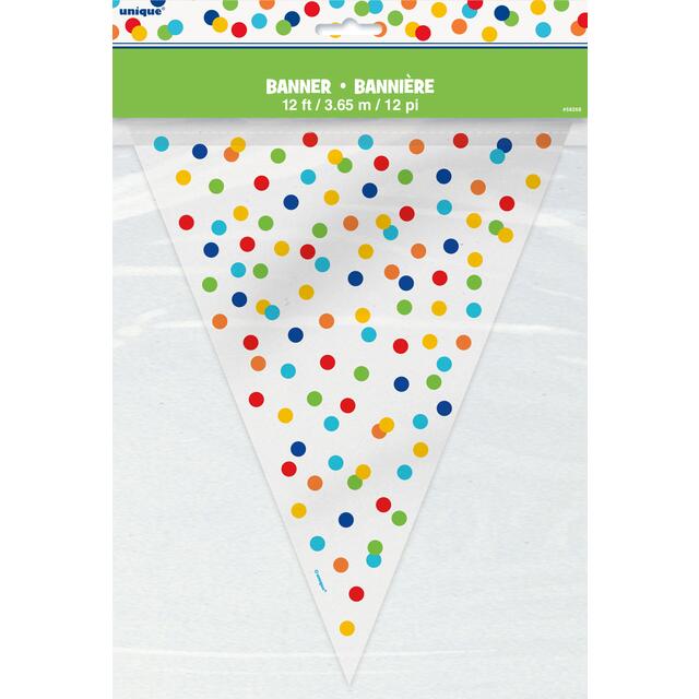 Rainbow Polka Dot Flag Banner 12ft