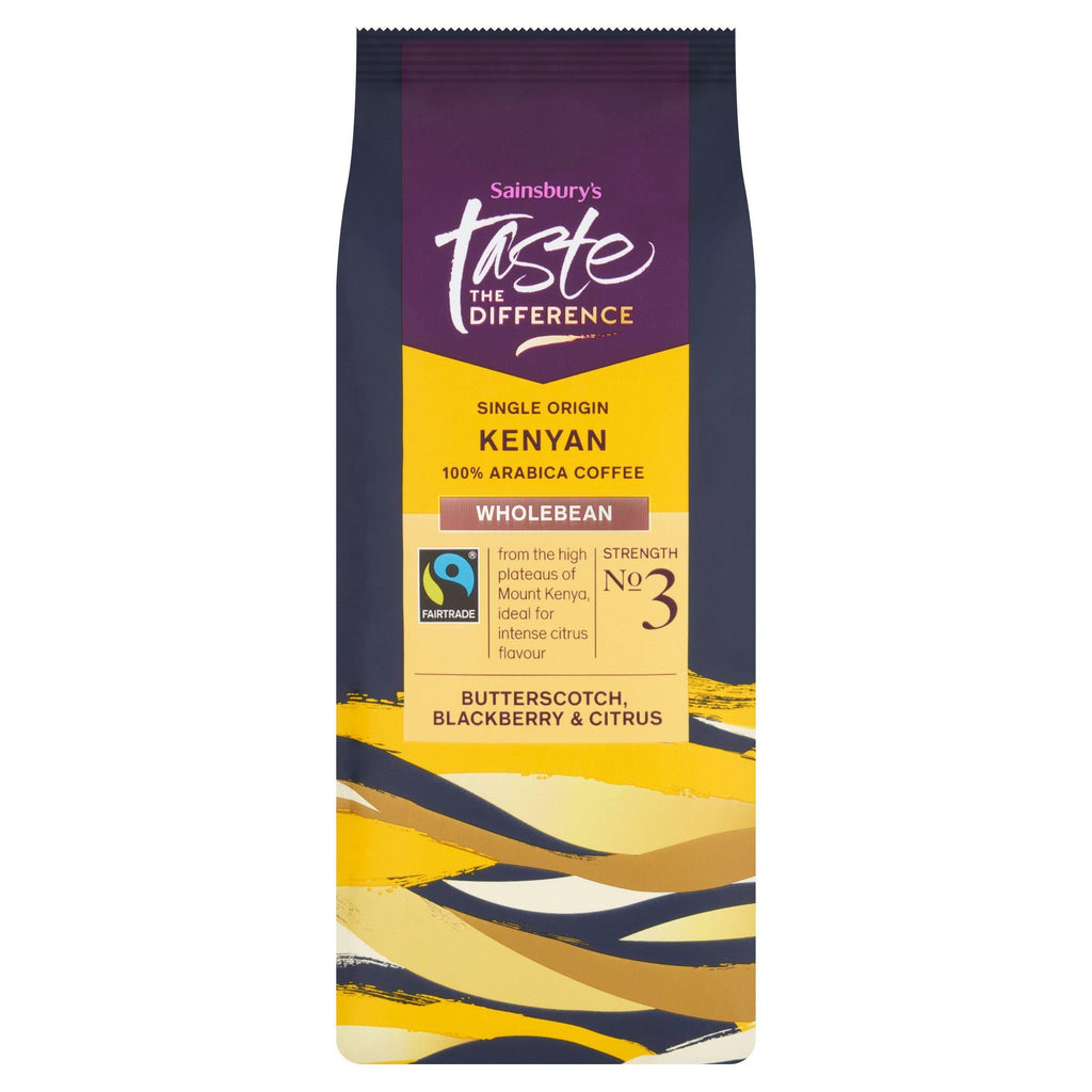 Sainsbury's Fairtrade Kenyan Coffee Beans, Taste the Difference, Strength 3 227g