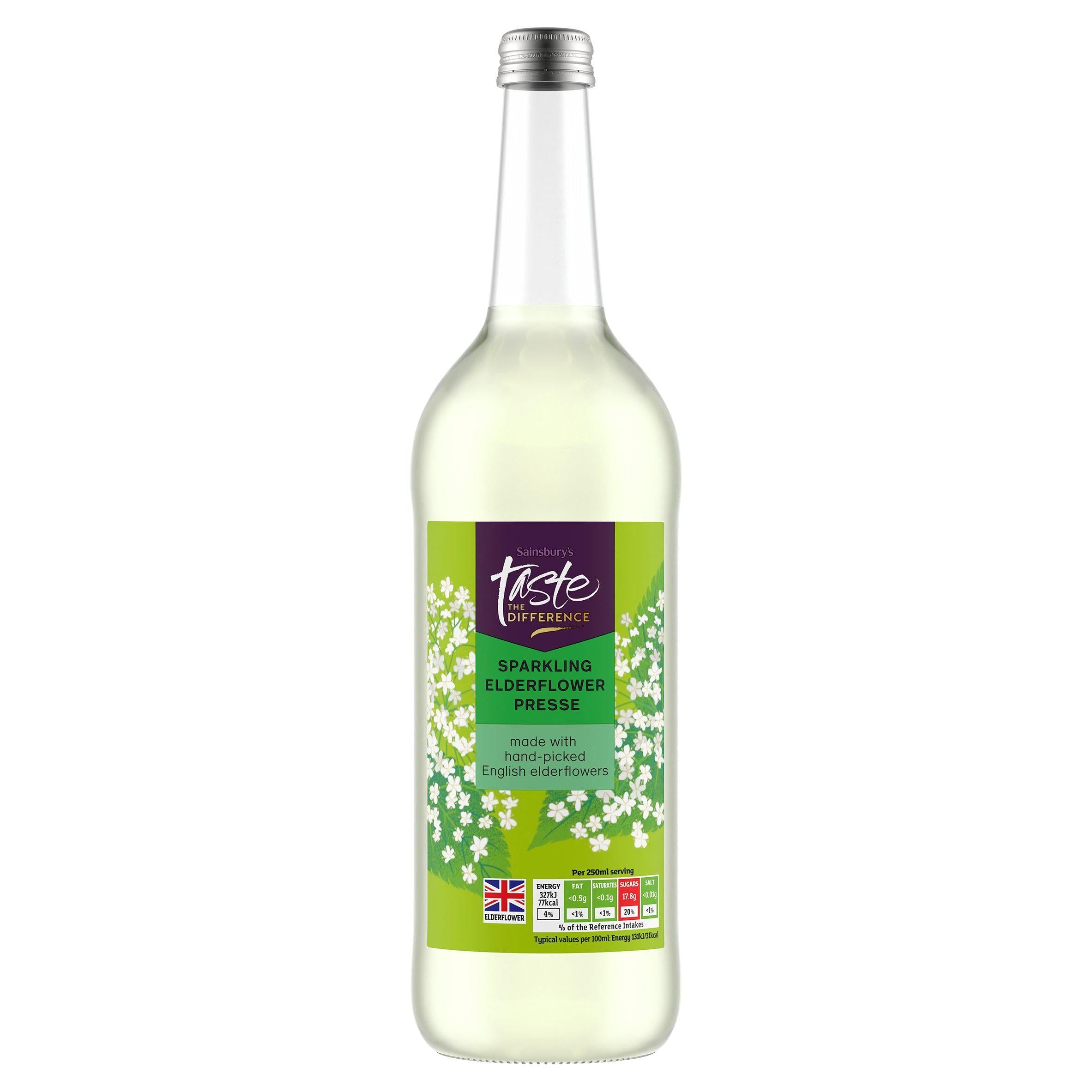 Sainsbury's English Elderflower Presse, Sparkling, Taste the Difference 750ml Adult soft drinks Sainsburys   