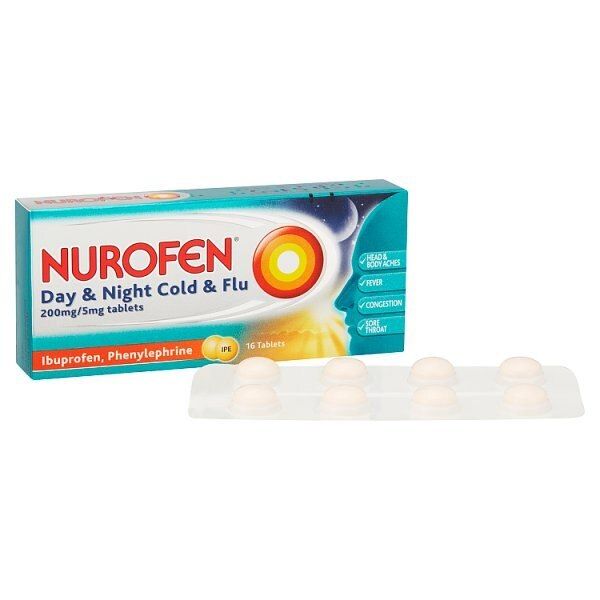 Nurofen Day/Night Cold & Flu Pain Relief Ibuprofen  Tabs 16s GOODS Superdrug   