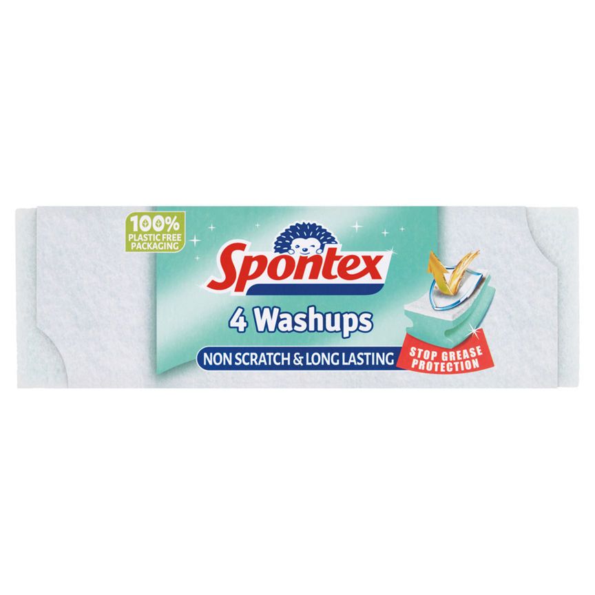 Spontex 4 Washups Non Scratch Sponge Scourers GOODS ASDA   