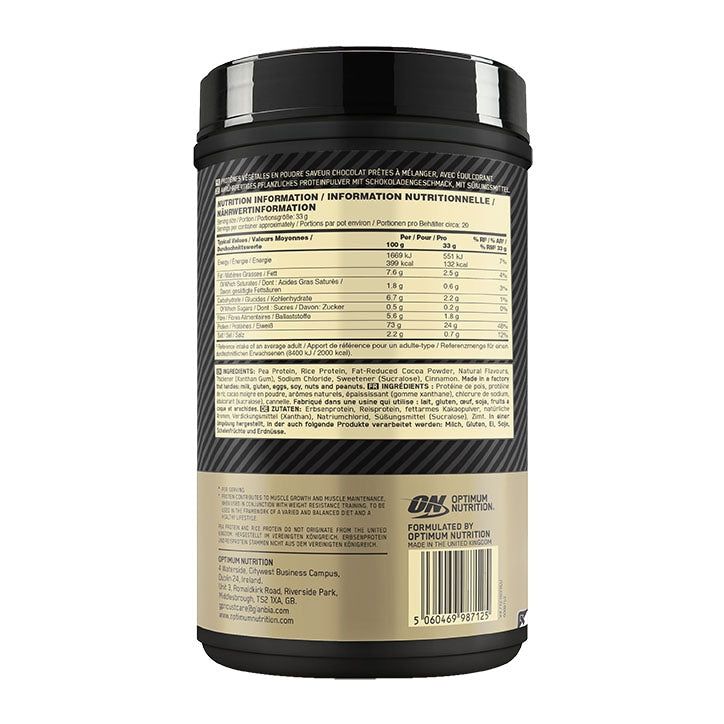 Optimum Nutrition Gold Standard 100% Plant French Vanilla Crème 684g GOODS Holland&Barrett Chocolate