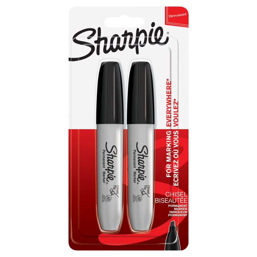 Sharpie 2 Black Chisel Point Permanent Markers GOODS ASDA   