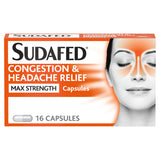 Sudafed Congestion & Headache Relief Max Strength Capsules Capsules GOODS ASDA   