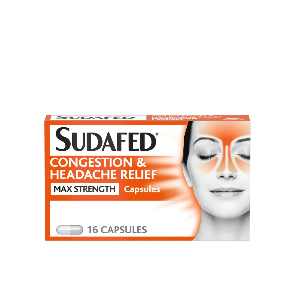 Sudafed Congestion & Headache Relief Max Strength Capsules x16