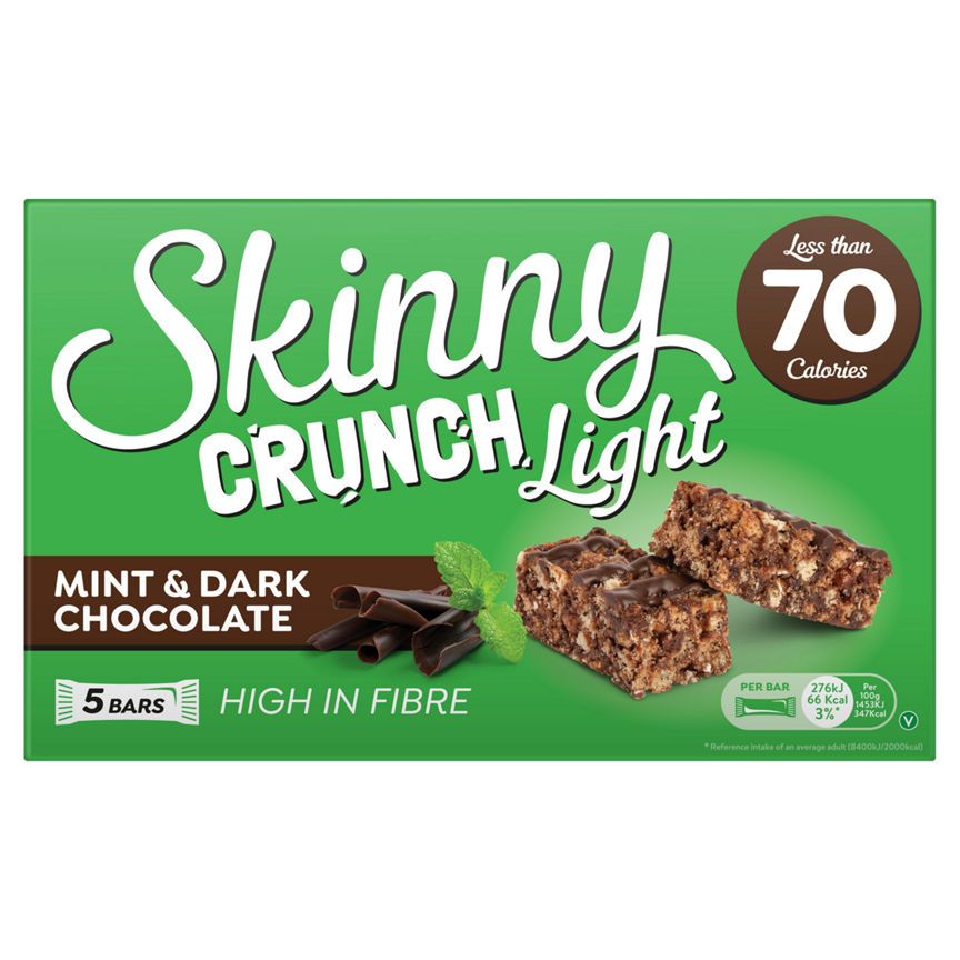 Skinny Crunch Mint & Dark Chocolate Snack Bars Cereals ASDA   