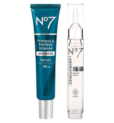 No7 LABORATORIES Line Correcting Booster Serum & Protect & Perfect Intense ADVANCED Serum 30ml Bundle