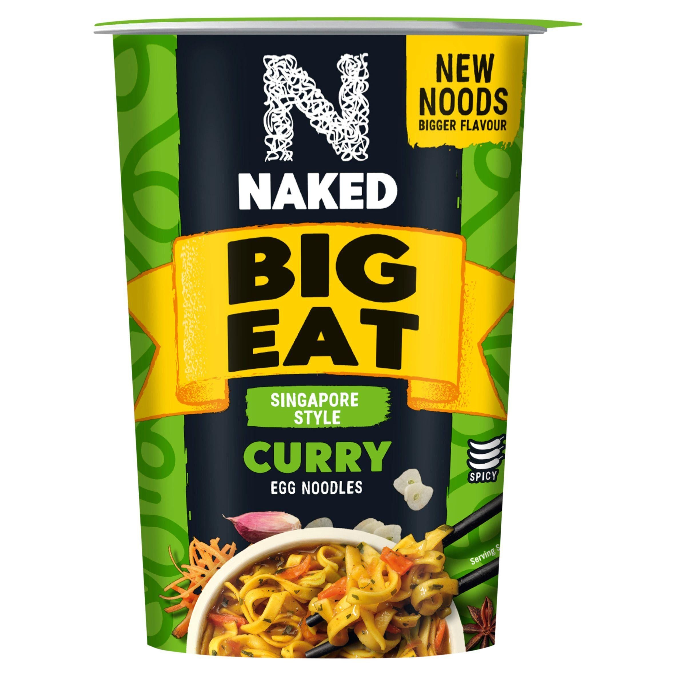 Naked Big Eat Singapore Style Curry Egg Noodles 104g Instant snack & meals Sainsburys   