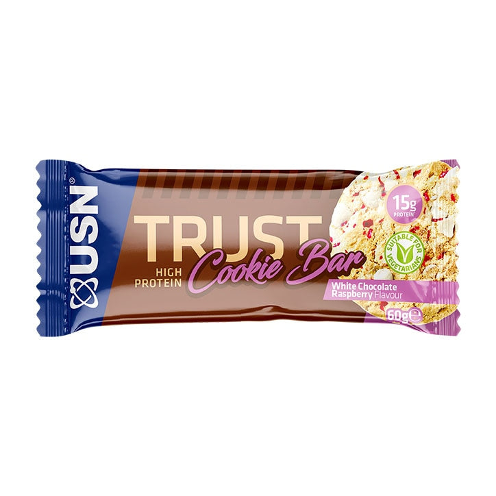 USN Trust White Chocolate & Raspberry Cookie Bar 60g GOODS Holland&Barrett