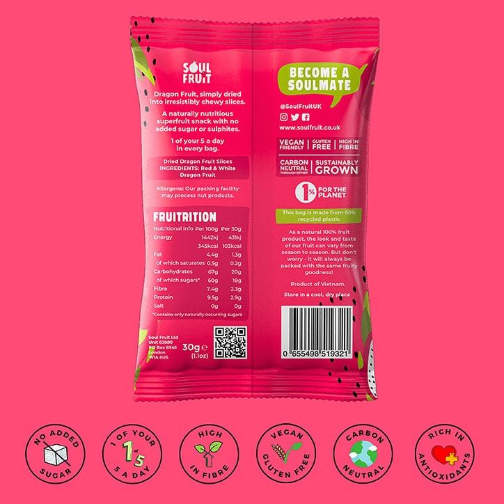 Soul Fruit Soft Dried Dragon Fruit Slices 30g GOODS Holland&Barrett