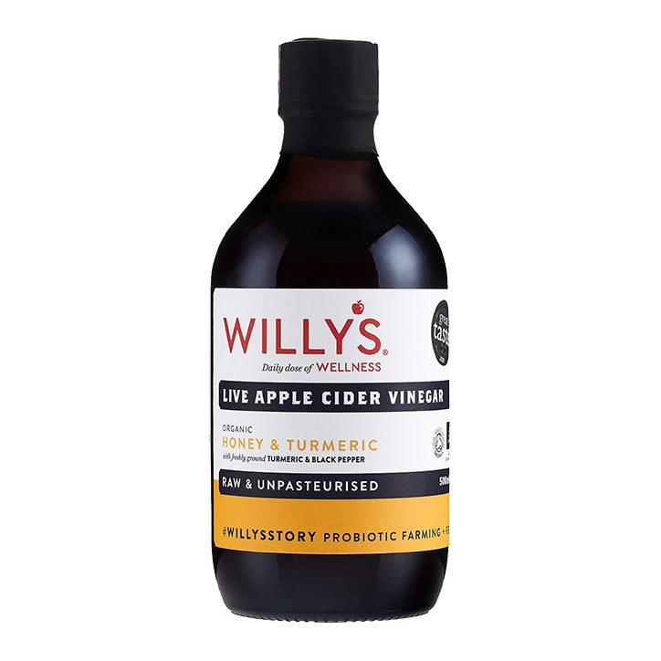 Willy's Organic Honey & Turmeric Live Apple Cider Vinegar 500ml