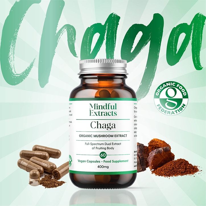 Mindful Extracts Organic Chaga Mushroom 60 Vegan Capsules GOODS Holland&Barrett