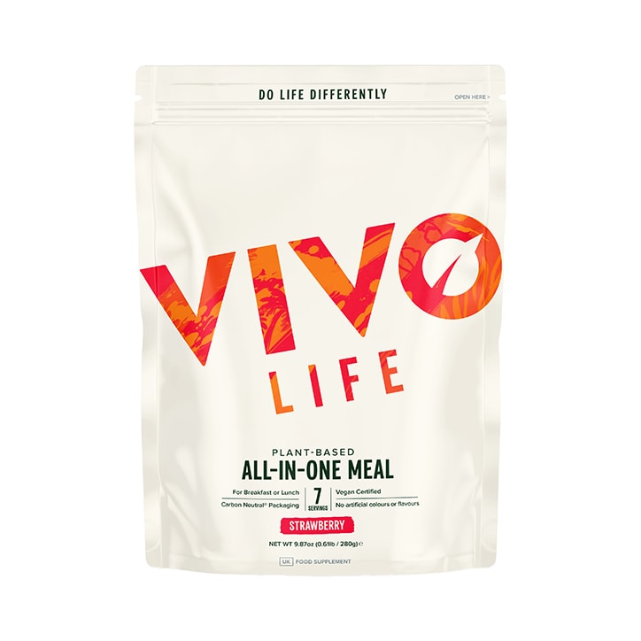 VIVO Life Plant Based All-in One Meal Madagascan Vanilla 280g GOODS Holland&Barrett Strawberry