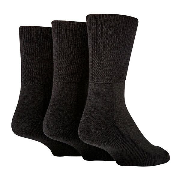 IOMI 3 Pairs Extra Wide Bamboo Diabetic Socks 4-7 UK Black / 3EA