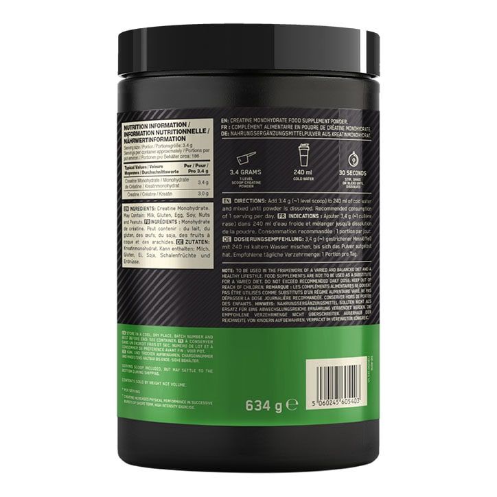 Optimum Nutrition Micronised Creatine Monohydrate 634g GOODS Holland&Barrett