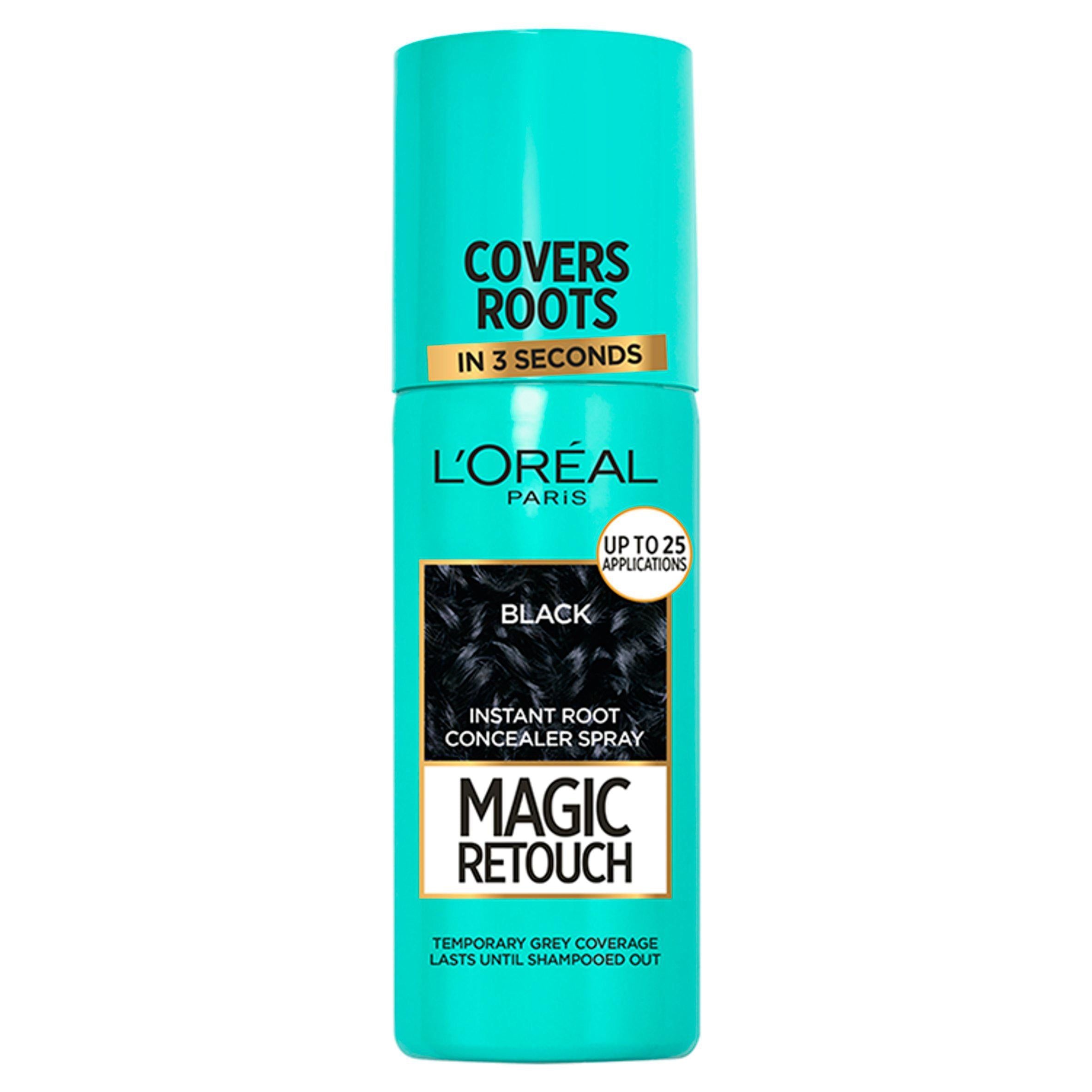 L'Oreal Paris Magic Retouch Temporary Instant Grey Root Concealer Spray Black Dark Sainsburys   