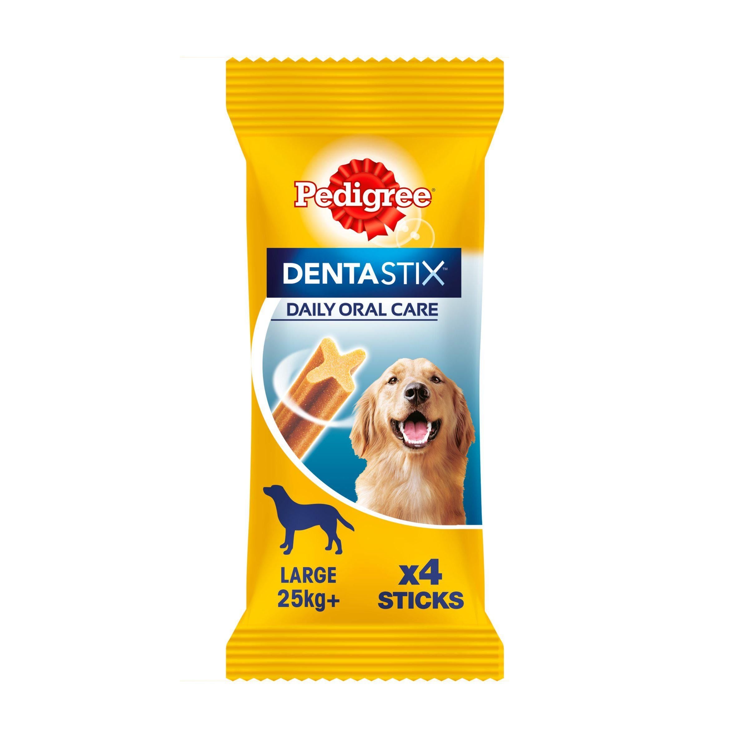 Pedigree Dentastix Daily Adult Large Dog Treats Dental Sticks x4 154g Dog chews Sainsburys   