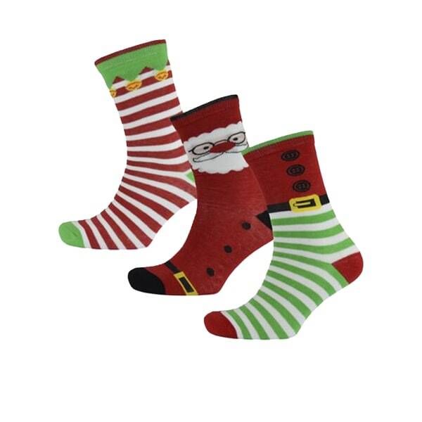 RJM Mens Christmas Cotton Socks (Pack Of 3) (7-11) GOODS Superdrug Elf/Santa/Elf  