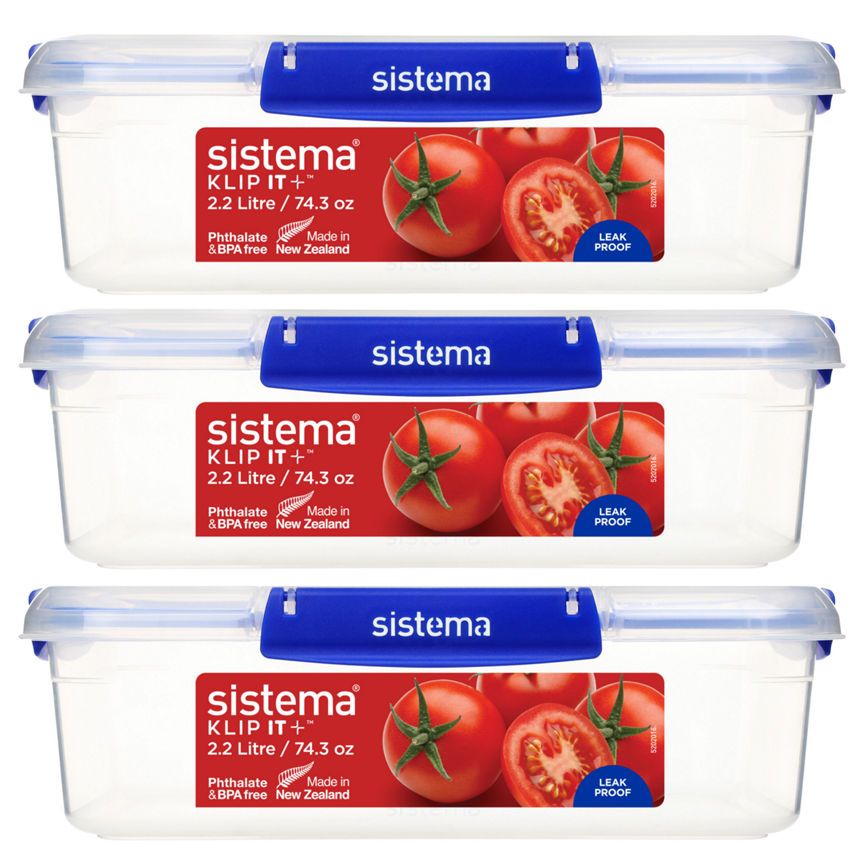 Sistema Klip It Plus Rectangular Food Storage 2.2L 3 Pack