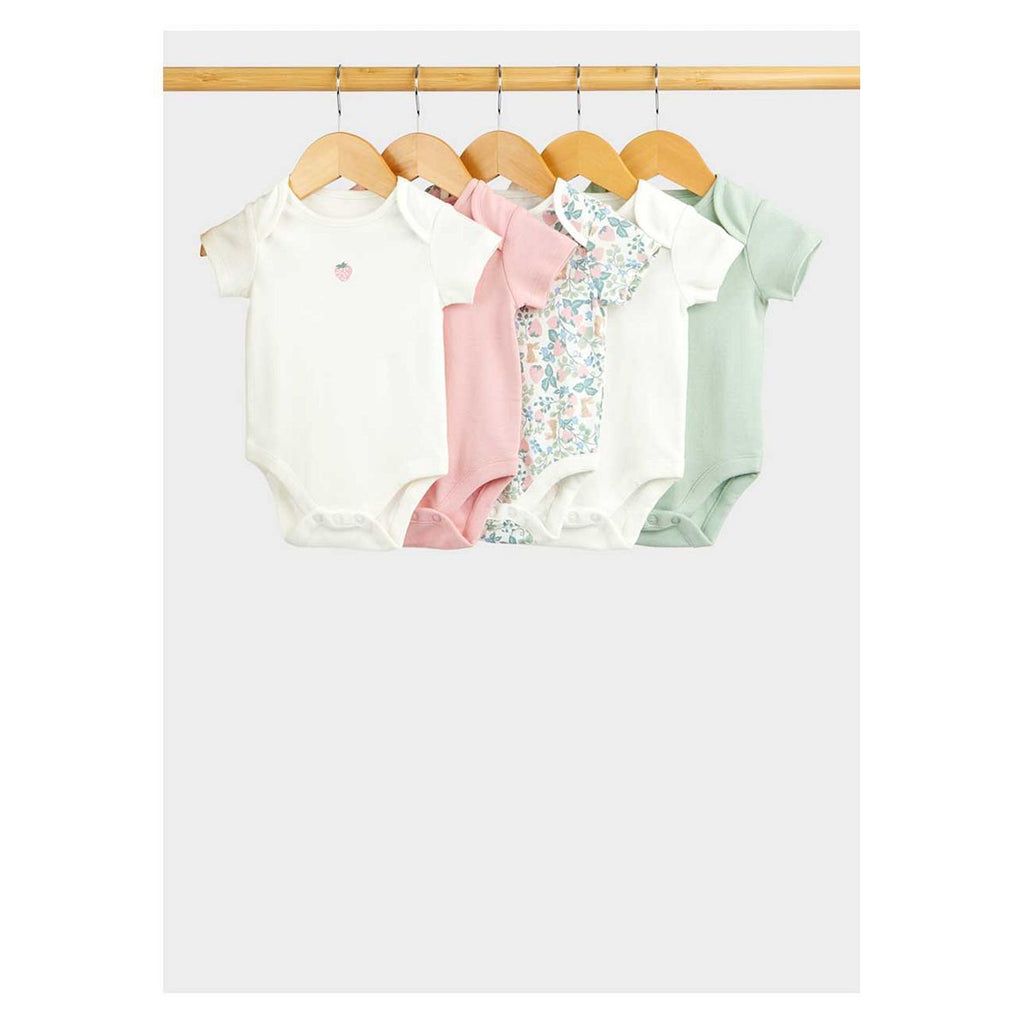 Mothercare Strawberry Short-Sleeved Bodysuits - 5 Pack