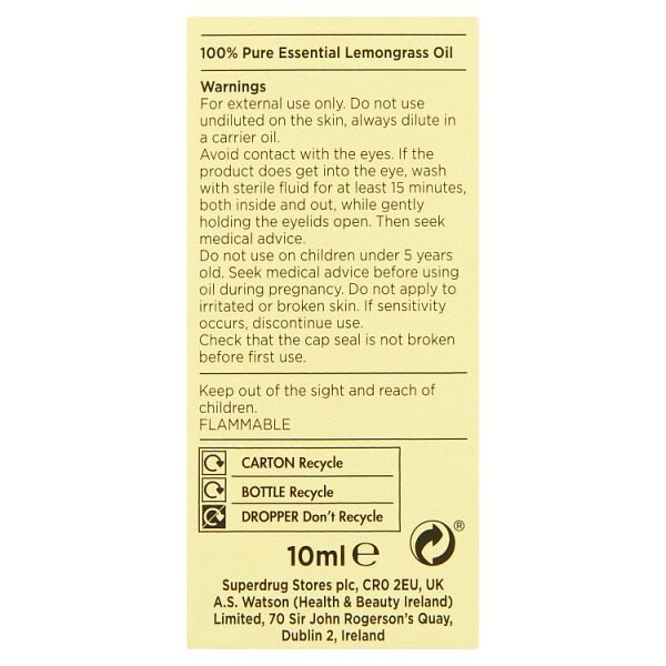 Superdrug Habitual Pure Lemongrass Essential Oil 10ml GOODS Superdrug   