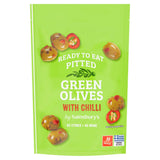 Sainsbury's Pitted Green Olives with Chilli 70g Olives & antipasti Sainsburys   