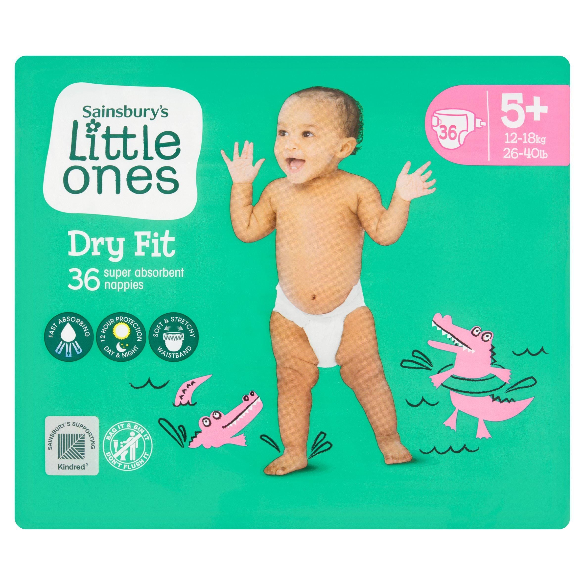 Sainsbury's Little Ones Dry Fit Size 5+ 36 Nappies nappies Sainsburys   