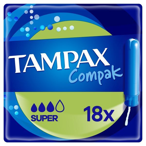 Tampax Compak Super Applicator Tampons 18 Pack