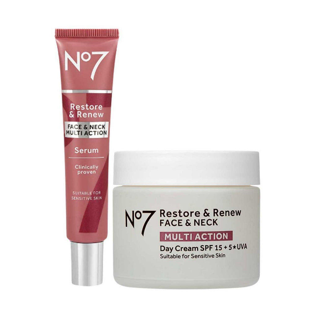 No7 Restore & Renew MULTI ACTION Day Cream & Serum Bundle