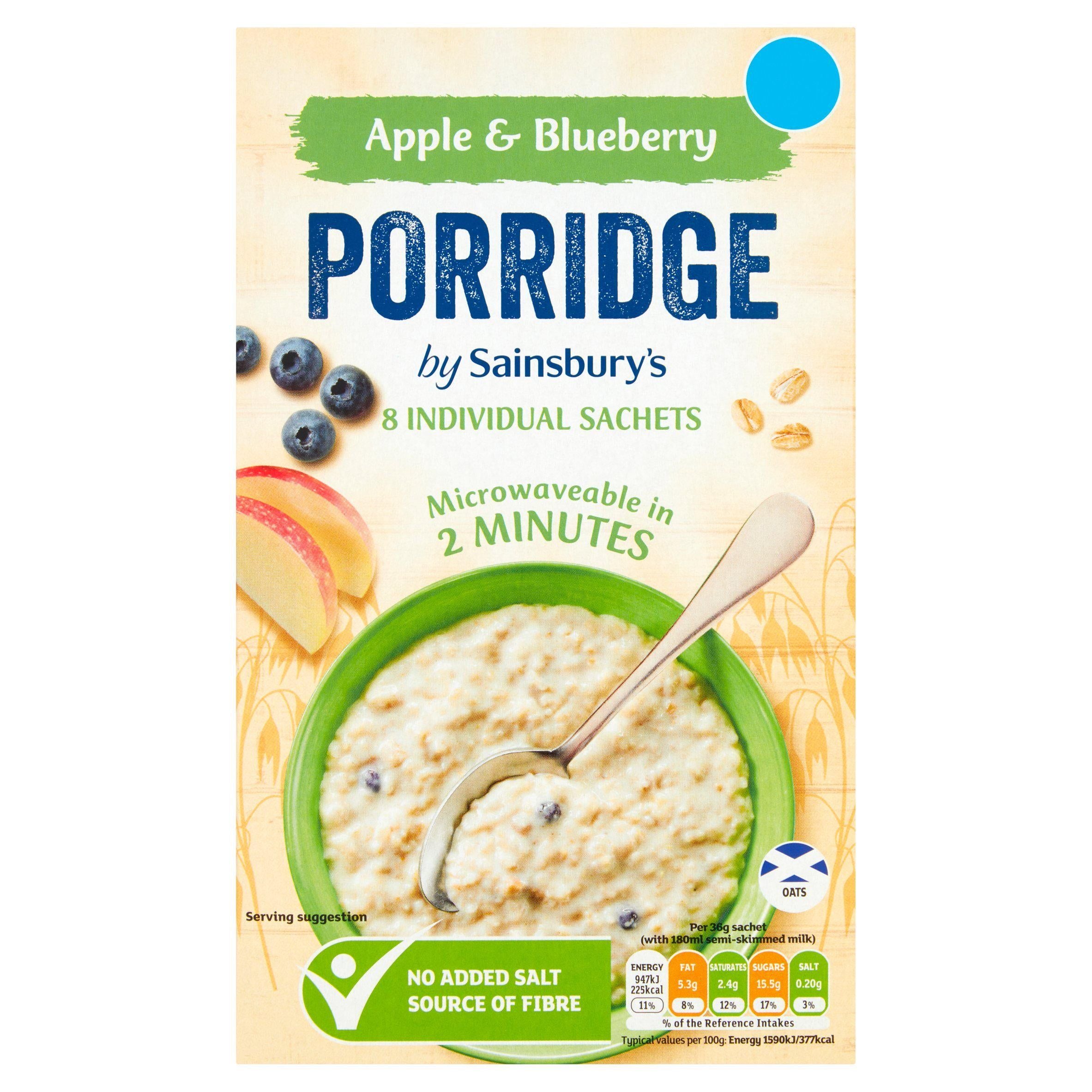 Sainsbury's Apple & Blueberry Porridge 8 x 36g (288g) GOODS Sainsburys   