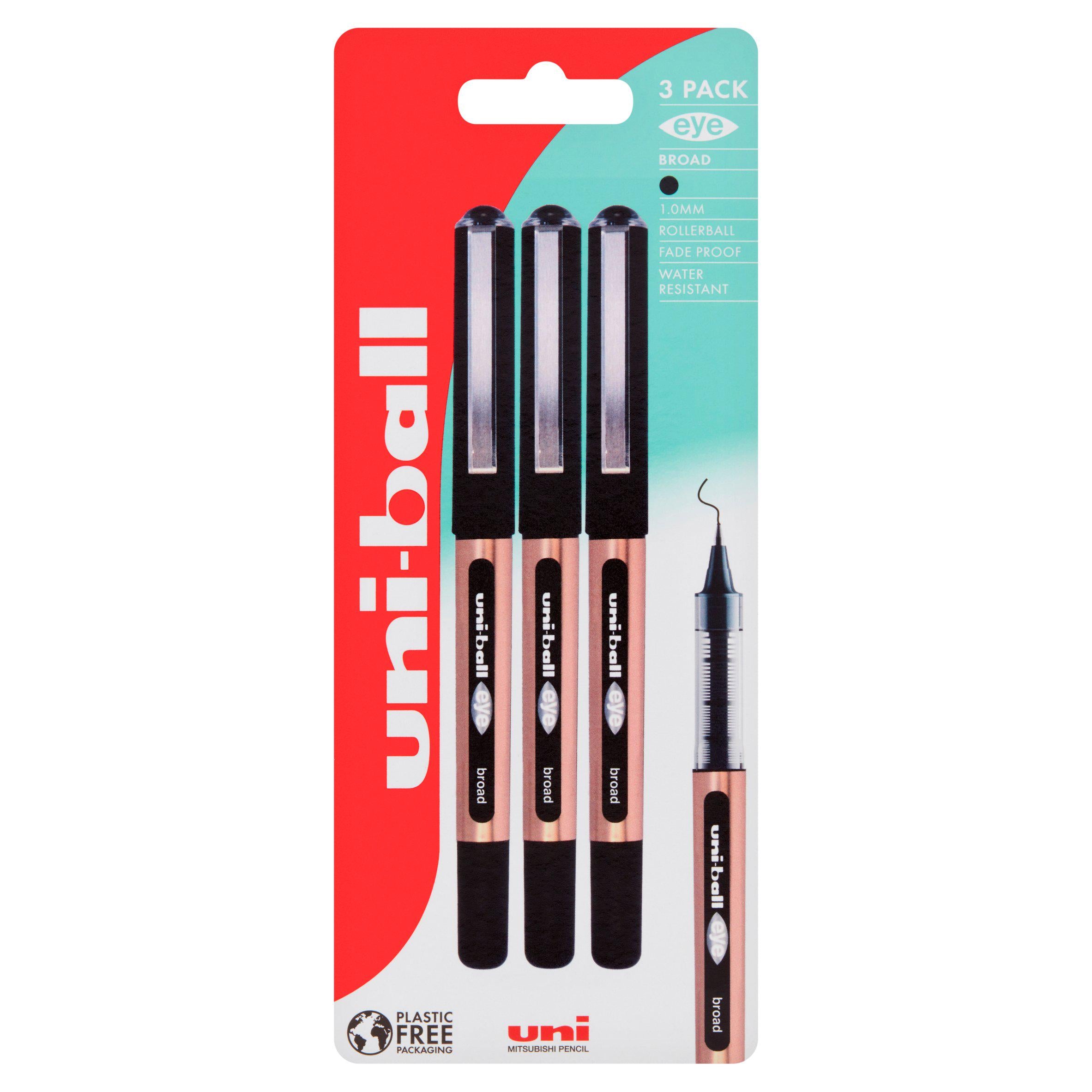 Uni-ball Eye Broad Rose Gold Black Ink 3pk GOODS Sainsburys   