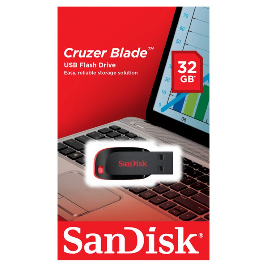 SanDisk Cruzer Blade USB Flash Drive 32GB General Household ASDA   