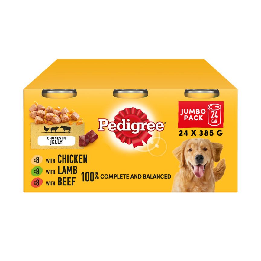 Pedigree Adult Wet Dog Food Tins Mixed in Jelly Jumbo Pack