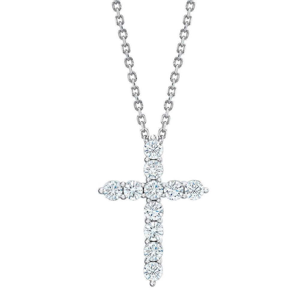 1.00ctw Round Brilliant Cut Diamond Cross Pendant, 14ct White Gold